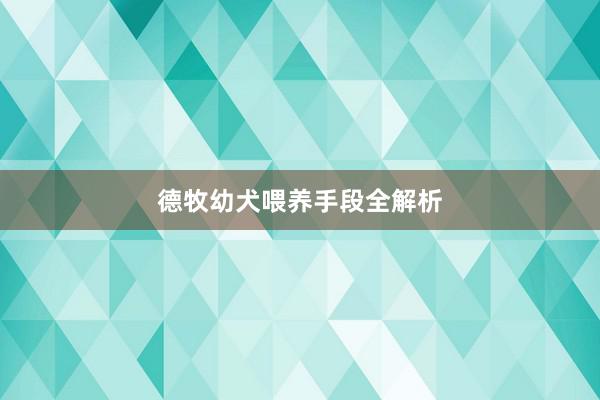 德牧幼犬喂养手段全解析